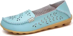 Women's Comfort Walking Boat Shoe Slip on Flat Shoes Ladies Dressy Moccasins Driving Penny Loafers Leather Breathable On Casual Comfortable Orthopedic Soft Sole Flats Nurse Loafer Round Toe