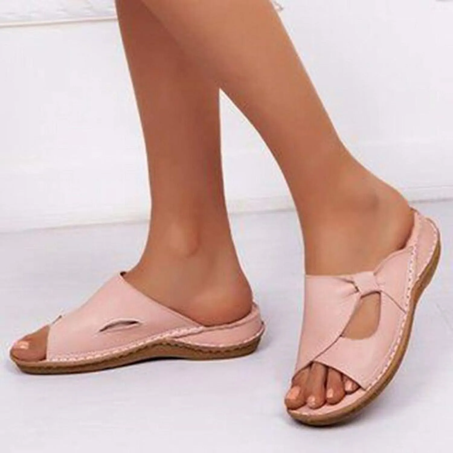 Womens Dress Sandals Low Heel Arch Support Wide Width Orthopedic Orthotic Comfortable Comfort Wedges Slippers Peep Toe Non-Slip Slingback Lightweight Beach Walking Sandal