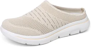 Women's mesh Breathable Soft Sole Mules Fashion Knitted Backless Slip on Lightweight Walking Shoes Casual Comfortable Outdoor Sports Wedge Mule Womens Mesh Sneakers Open Back On Slippers
