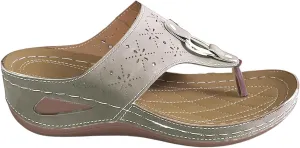 Women's Orthopedic Arch Support Sandals Diabetic Walking Shoes Summer Anti-Slip Breathable Mesh Hollow Wedge Slippers Orthotic Open Toe Casual Comfortable Beach Fashion Flip-Flops