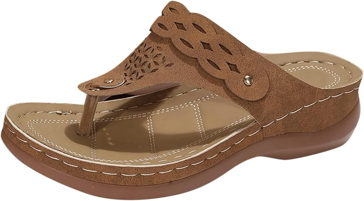 Women's Orthopedic Platform Wedge Sandals Comfortable Dressy Summer Casual Slip On Low Heels Flip Flops Comfortable Orthopedic Walking Slippers with Arch Support Dressy Trendy Lightweight Slipper