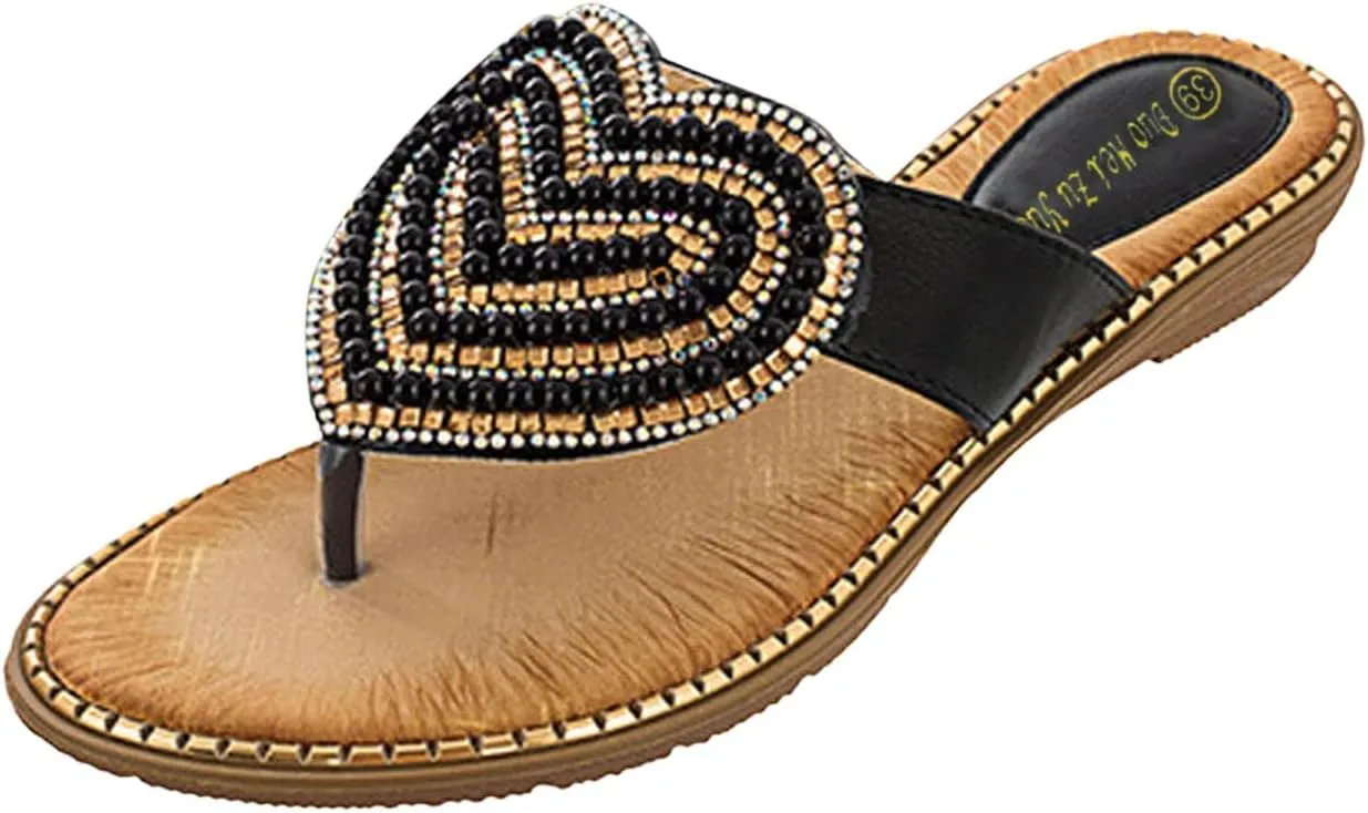 Women's Orthopedic Sandals Sequins Clip Toe Wedge Beach Sandals Leisure Open Toe Flip Flops Anti-Slip Flats