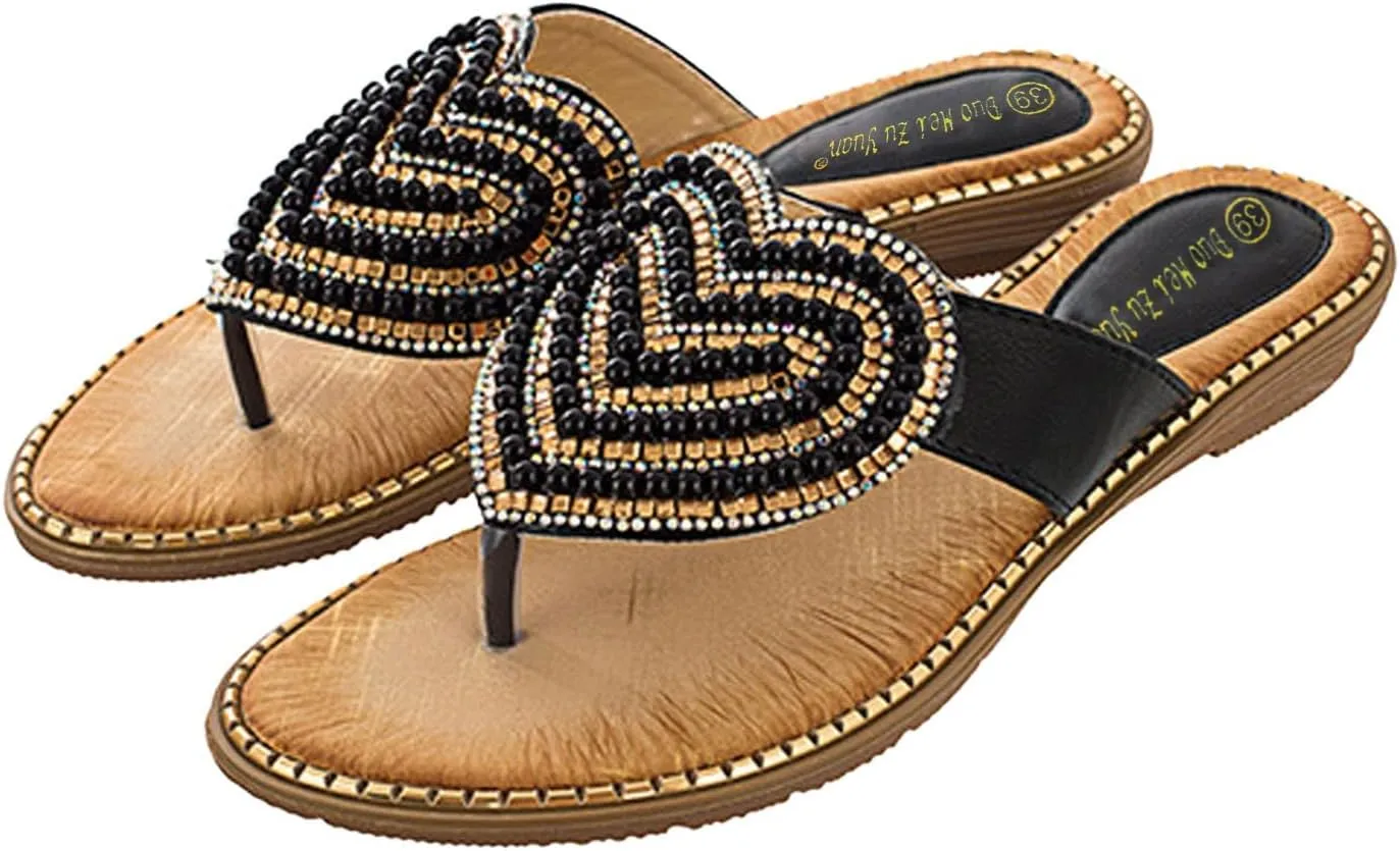 Women's Orthopedic Sandals Sequins Clip Toe Wedge Beach Sandals Leisure Open Toe Flip Flops Anti-Slip Flats