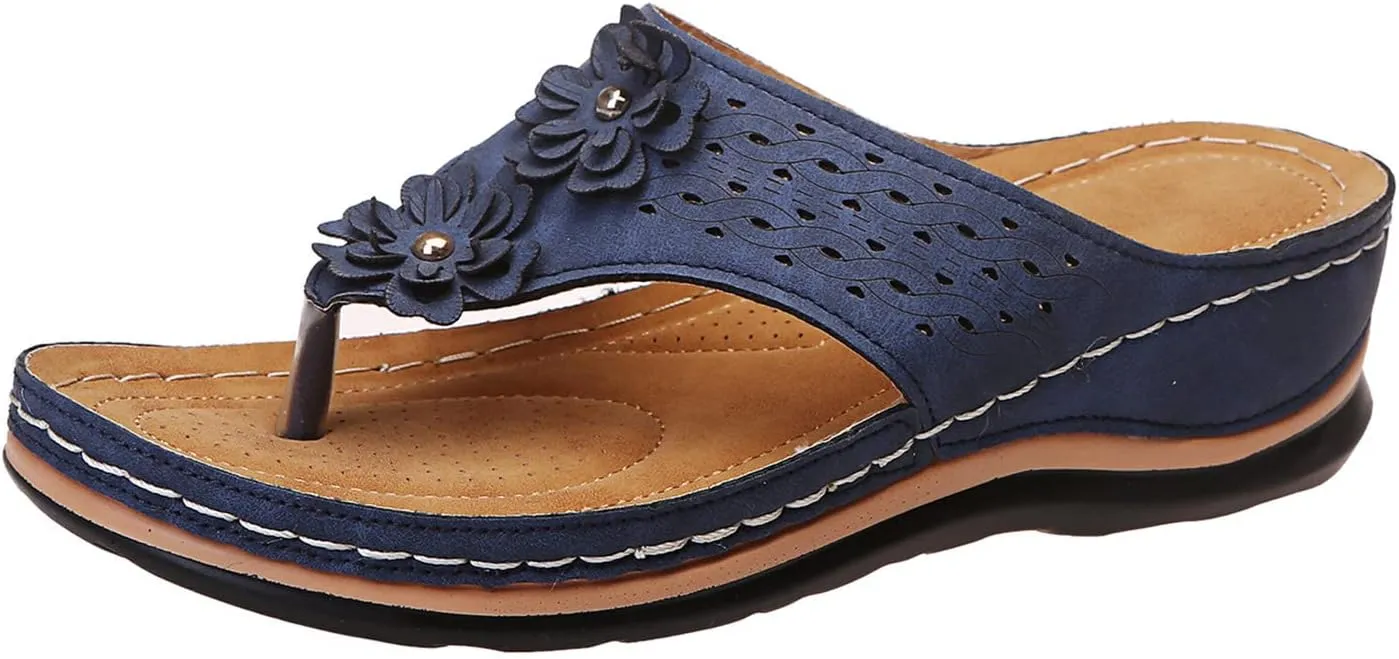 Womens Orthopedic Sandals Summer Casual Flip Flops Arch Support Adjustable Straps Thick Cushion Comfortable Walking Beach Shoes