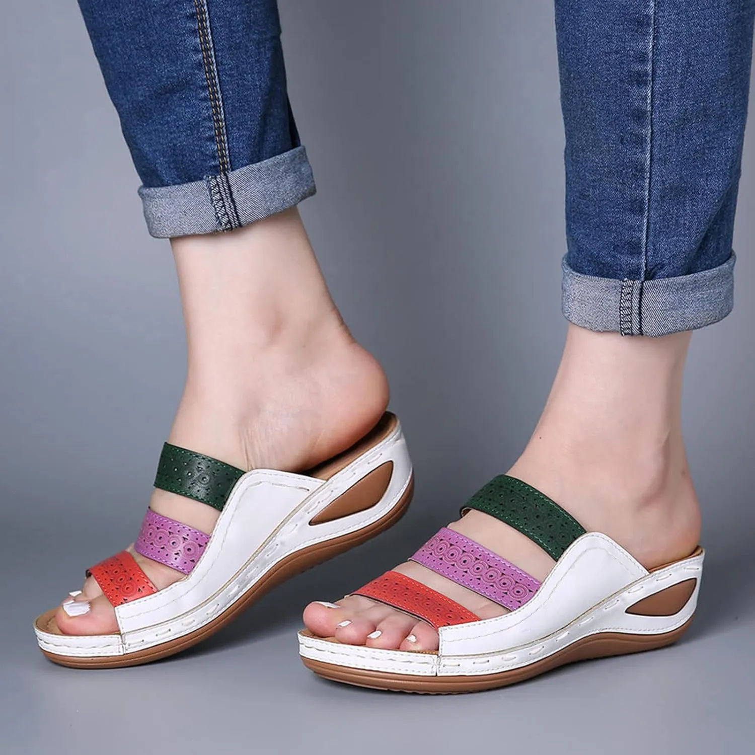 Womens Orthopedic Walking Sandals Orthopedic Women's Wide Width Sandals Woman Arch Support Sandals Orthopedic Dressy Sandals for Plantar Fasciitis for Women Orthopedic Walking Sandals for Wide Feet