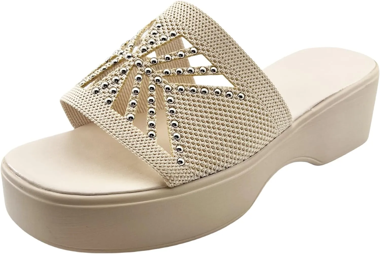 Women's Platform Wedge Sandals Slip On Peep Toe High Heel for Comfortable Casual Summer Ladies Slide Dress Mules Square Wedges Slides Chunky Heels Fabric Mule Fitted Lightweight Shoes Slipper