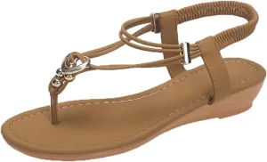 Women's Sandals Beach Beaded Ankle Walking Strap Casual Flip Flops Ladies Sexy Flat Shoes Platform Sandals