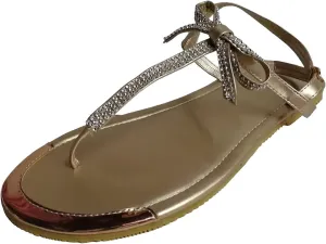 Women's Sandals T Strap with Sparkly Wedding Flat Sandals Ankle Strap Fashion Shoes Flat Foot Flip Flops Men