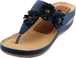 Womens Wedge Flip Flops Sandals With Arch Support Summer Comfortable Platform Bohemia Flat Shoes Massage Womens Sandals