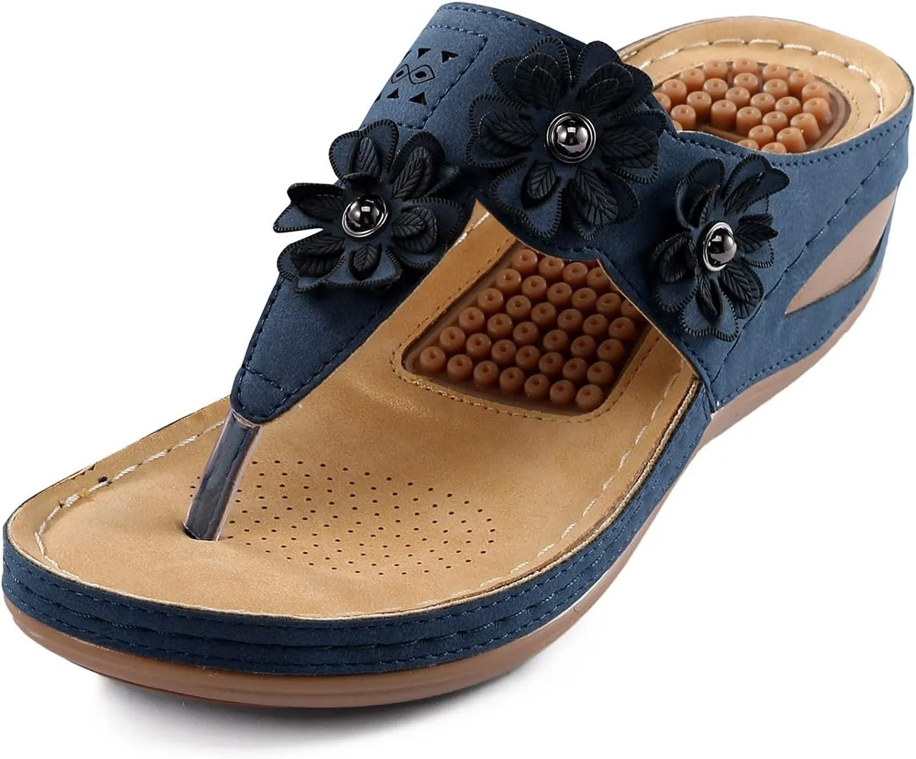 Womens Wedge Flip Flops Sandals With Arch Support Summer Comfortable Platform Bohemia Flat Shoes Massage Womens Sandals