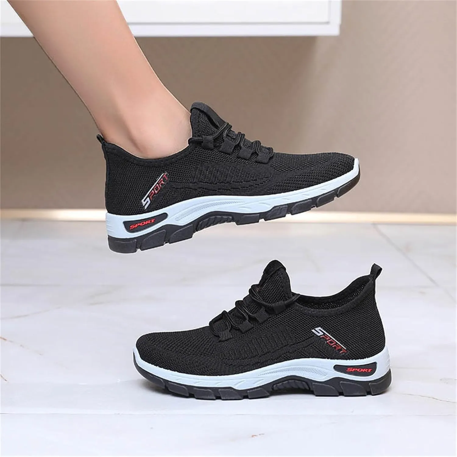 ZWRXW Women's Slip On Walking Shoes Slip-On Orthopedic Shoes Lightweight Breathable Comfortable Fashion Sneakers Non Slip Mesh Up Footwear for Tennis Running Training